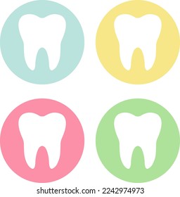 Tooth icon colored logo set. Vector illustration.