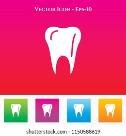 Tooth Icon in Colored Square box. eps-10
