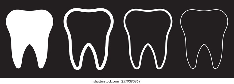 Tooth Icon. Tooth icon in continuous line drawing style. Line art of tooth icon. Vector illustration. Abstract transparent background. Eps 10.