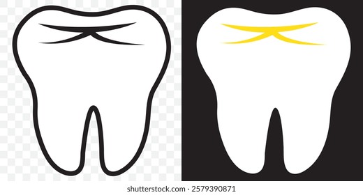 Tooth Icon. Tooth icon in continuous line drawing style. Line art of tooth icon. Vector illustration. Abstract transparent background. Eps 10.