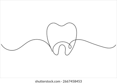 
Icono de diente línea continua dibujo minimalista Ilustración vectorial dental