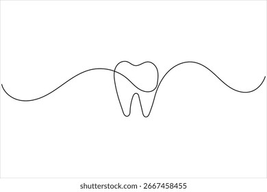 
Tooth icon continuous line drawing minimalist dental vector illustration