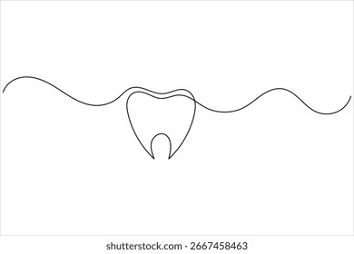 
Tooth icon continuous line drawing minimalist dental vector illustration