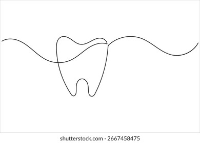 
Icono de diente línea continua dibujo minimalista Ilustración vectorial dental