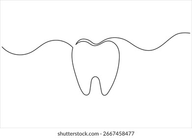 
Icono de diente línea continua dibujo minimalista Ilustración vectorial dental