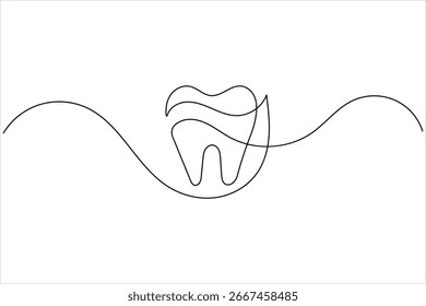 
Tooth icon continuous line drawing minimalist dental vector illustration