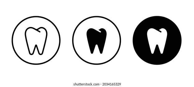 Tooth icon, dental care element of dentistry icons button, vector, sign, symbol, logo, illustration, editable stroke, flat design style isolated on white
