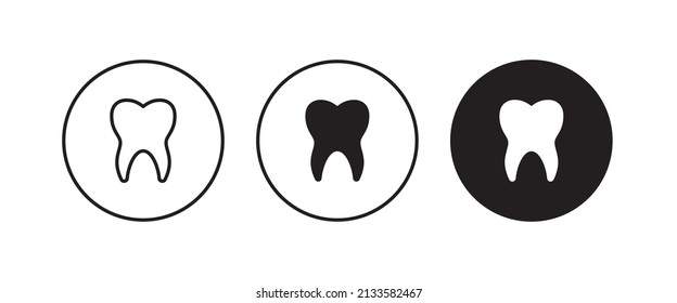 Tooth icon, dental care element of dentistry icons button, vector, sign, symbol, logo, illustration, editable stroke, flat design style isolated on white
