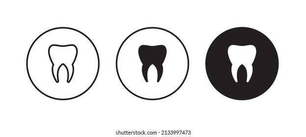 Tooth icon, dental care element of dentistry icons button, vector, sign, symbol, logo, illustration, editable stroke, flat design style isolated on white