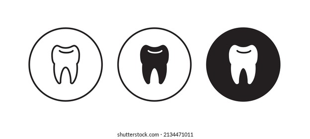 Tooth icon, dental care element of dentistry icons button, vector, sign, symbol, logo, illustration, editable stroke, flat design style isolated on white