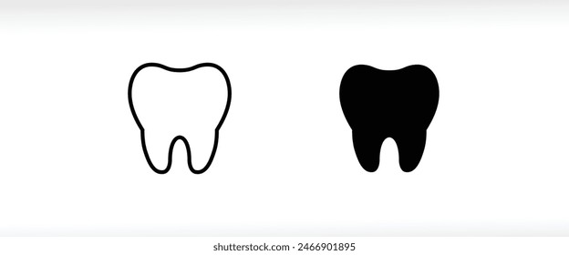 Icono del diente, elemento del cuidado dental de los iconos de la odontología Botón, Vector, signo, símbolo, logotipo, ilustración, trazo editable, estilo de diseño plano aislado en blanco