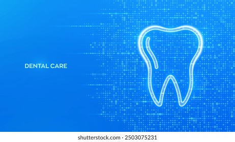 Tooth icon. Dental care, taking care of teeth. Dental servises. Dentistry, Orthodontic concept. Dental insurance. Blue medical background made with cross shape symbol. Vector illustration.