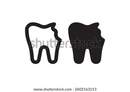 Tooth icon with dental cavity damage Vector