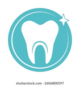 Tooth icon for dental clinic. Editable tooth logo template. Dental care. Teal color dental company emblem. EPS 10 vector