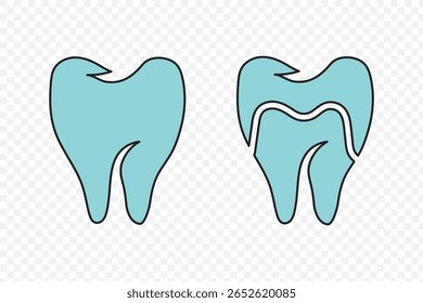 Tooth icon. Dental clinic logo. Human teeth vector illustration. Blue dentistry logotype. Oral hygiene concept. Dentist sign. Molar tooth enamel symbol. Simple tooth pictogram design.