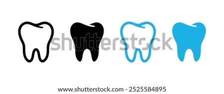 Tooth icon. Dental clinic logo. Human teeth vector illustration. Blue dentistry logotype. Oral hygiene concept. Dentist sign. Molar tooth enamel symbol. Simple tooth pictogram design isolated.