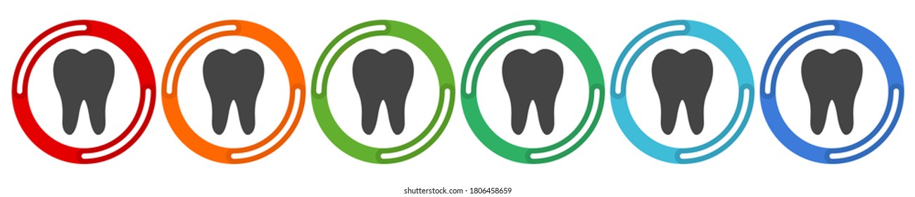Icono dental. Iconos dentales. Icono de la opción Vector 6 colores. Ilustración de vectores IU de diseño plano y UX