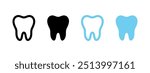 Tooth icon. Dental symbol. Teeth care vector illustration. Oral hygiene sign. Dentist clinic logo. Tooth health isolated concept. Toothache pictogram.