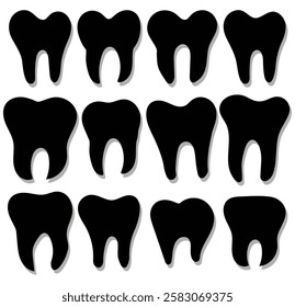 Tooth icon. Dental symbol. Teeth care vector. containing tooth, dentist, toothpaste, toothbrush, teeth, implant and dentistry icons. Dentist clinic logo. Tooth health, Toothache pictogram. EPS 10