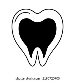 Tooth icon for dentist speciality in outline style isolated on white background, medical health care concept