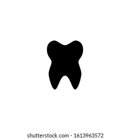 Tooth Icon, Dentistry symbol in black flat design on white background