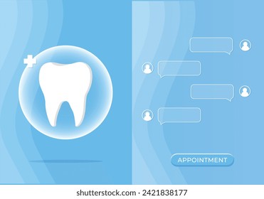 icono dental. Ilustración vectorial de la dentista. Reserva una cita con un dentista. Ilustración de un diente. Banner web de profesión de dentista o página de aterrizaje con icono de dientes. Diente blanco saludable.