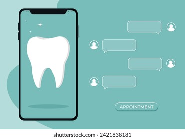 tooth icon. Dentistry vector illustration. Book an appointment with a dentist. Illustration of a tooth. Dentist profession web banner or landing page with teeth icon. White healthy tooth.