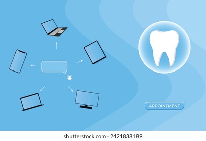 tooth icon. Dentistry vector illustration. Book an appointment with a dentist. Illustration of a tooth. Dentist profession web banner or landing page with teeth icon. White healthy tooth.