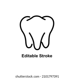 icono dental diseñado en forma de contorno en trazo editable para el tema del icono de anatomía humana