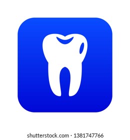 Tooth icon digital blue for any design isolated on white vector illustration