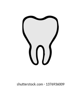 Tooth icon, doodle sketch on white background