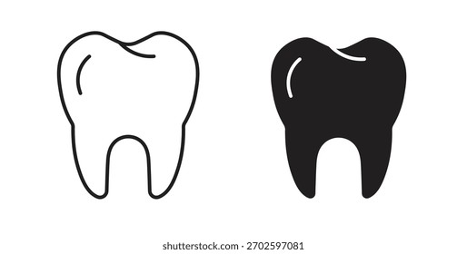 Tooth icon with editable stroke and flat vector pack