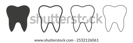 Tooth icon in fill and three stroke sizes