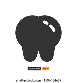 tooth icon in filled style. Vector logo design template. Modern design icon, symbol, logo and illustration. Vector graphics illustration and editable stroke. Isolated on white background.
