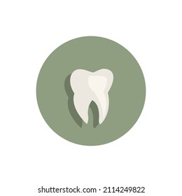 A tooth icon with a flare in a circle that casts a shadow. 10 EPS