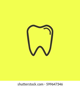 Tooth icon flat. Black pictogram on white background. Vector illustration symbol and bonus button