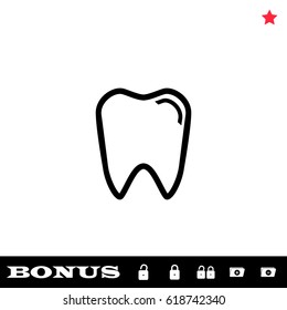 Tooth icon flat. Black pictogram on white background. Vector illustration symbol and bonus button open and closed lock, folder, star