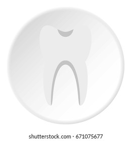 Tooth icon in flat circle isolated vector illustration for web
