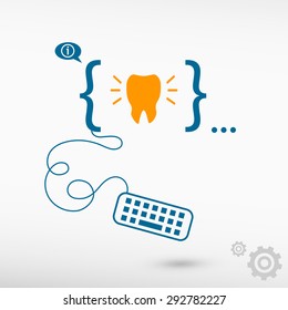 Tooth icon and flat design elements. Design concept icons for application development, web design, creative process.