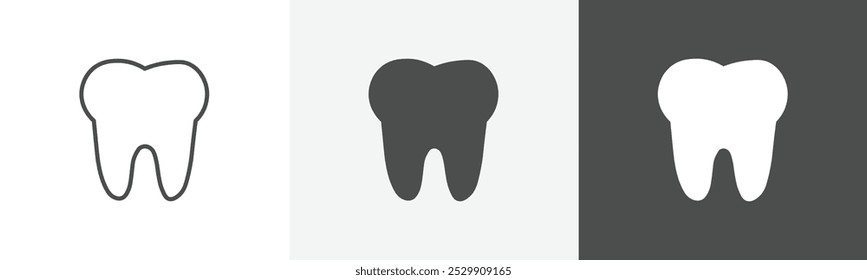 Diseño plano del icono del diente en fondo aislado
