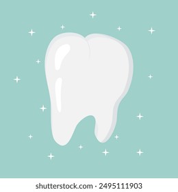 A tooth icon in a flat design. the silhouette of a tooth. A vector design element of a website page or mobile application.	