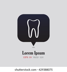 Tooth icon. Flat design style. Tooth silhouette. Simple icon. Modern flat icon in stylish colors. Web site page and mobile app design element. Vector illustration. Tooth icon EPS.
