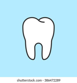 Tooth icon. Flat line design dental vector illustration sign 