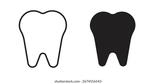 Tooth icon in flat and liner trendy style for app ui designs