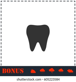 Tooth icon flat. Simple vector symbol and bonus icon