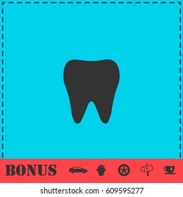 Tooth icon flat. Simple vector symbol and bonus icon