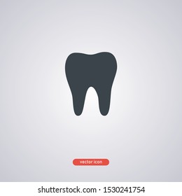 Tooth icon in flat style isolated on gray background. Vector illustration.