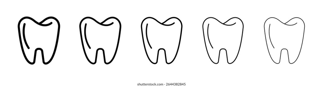 Tooth icon graphic set. trendy stroke line style