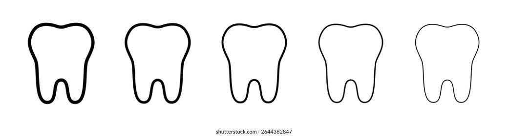 Tooth icon graphic set. trendy stroke line style
