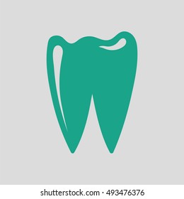 Tooth icon. Gray background with green. Vector illustration.